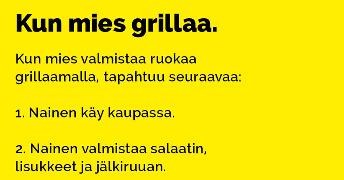 Vitsit: Kun mies grillaa