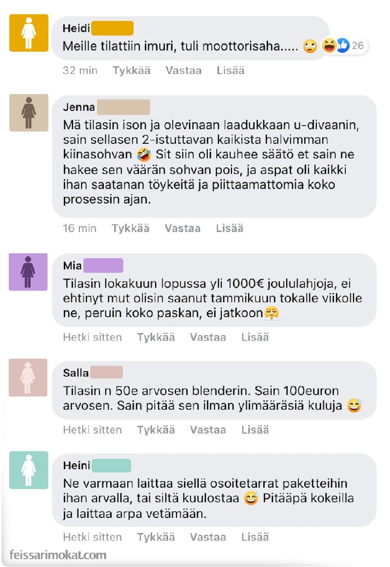 FEISSARIMOKAT: Jonnan kaveri tilasi jääkaapin ja sai ihan jotain muuta – minkälaisia kokemuksia muilla on?