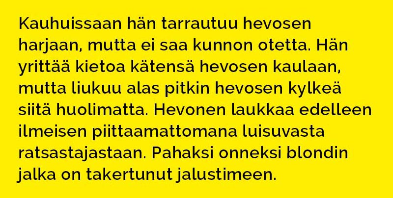 VITSIT: Naisen ote lipsuu hevosen selässä – vaarallinen tilanne kehkeytymässä