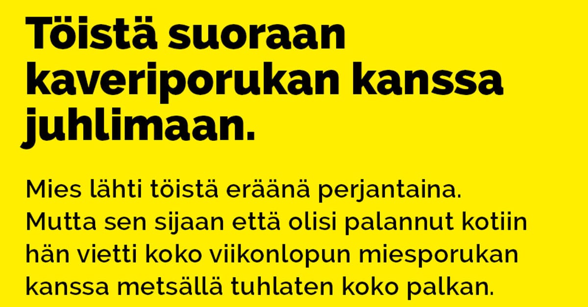 VITSIT: Mies lähti töistä suoraan juhlimaan – vaimon sietokyky koetuksella