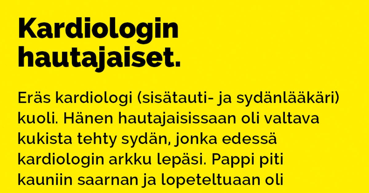 Kardiologin hautajaiset – yhdellä vieraista pettää pokka