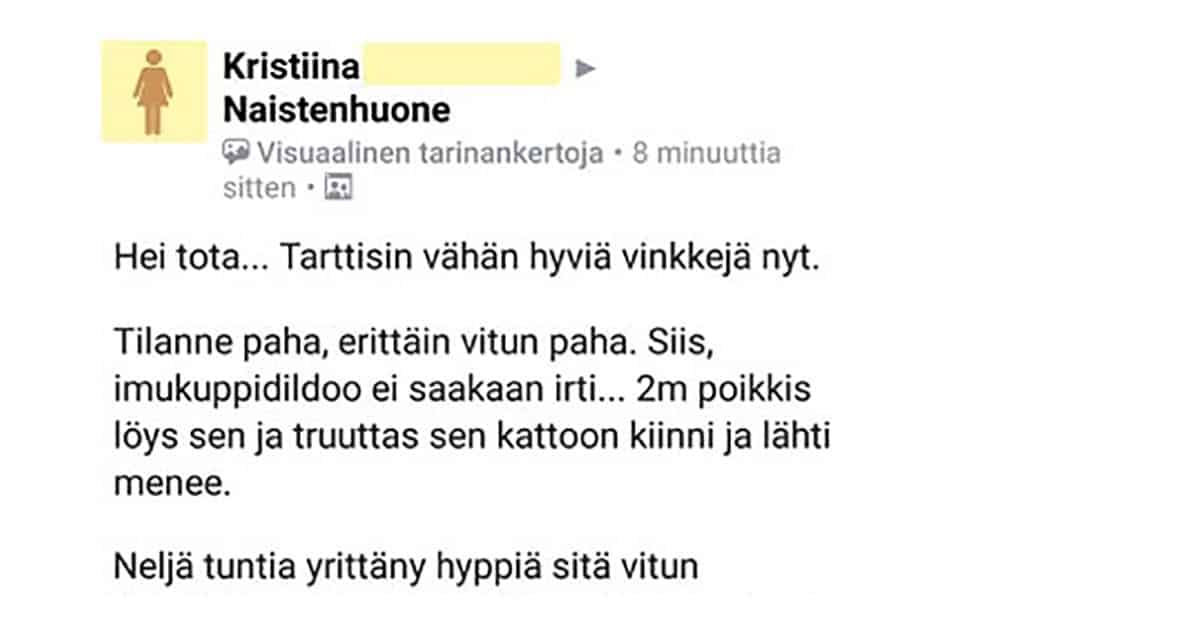 Naisella kuumottava tilanne – jortikka katossa, vieraita tulossa