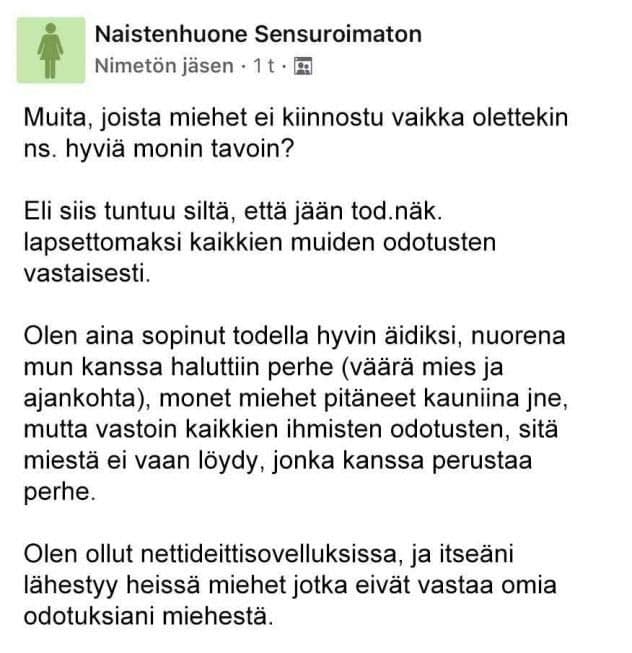 Kaunis ja hyvät geenit omaava nainen ei löydä miestä – missä vika?