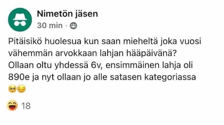 Naiset huolestuvat omilta miehiltä saaduista lahjoista