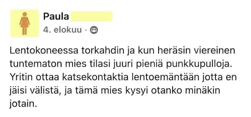 Paulaa ahdistaa, kun mies tarjoaa ilmaisen mustikkamehun
