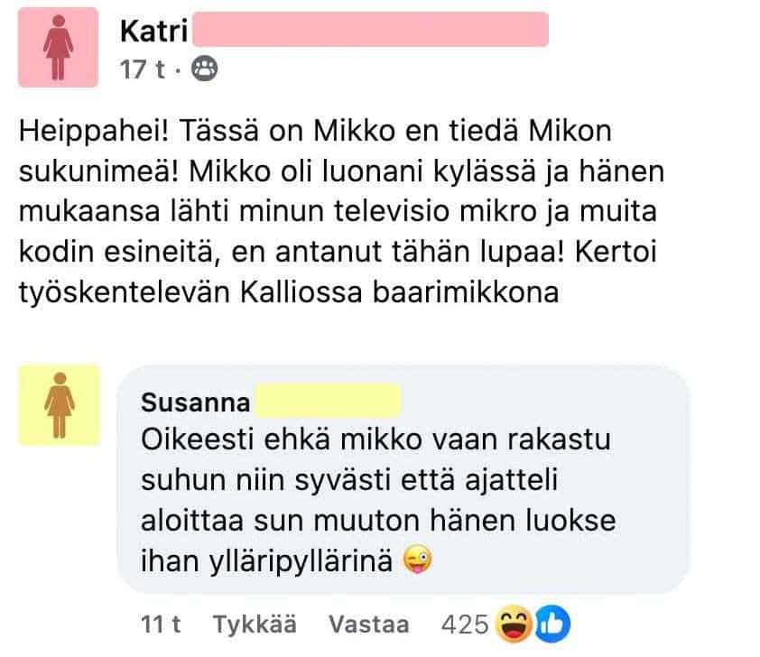 Mikko oli Katrilla kylässä ja vei mukanaan yhtä sun toista
