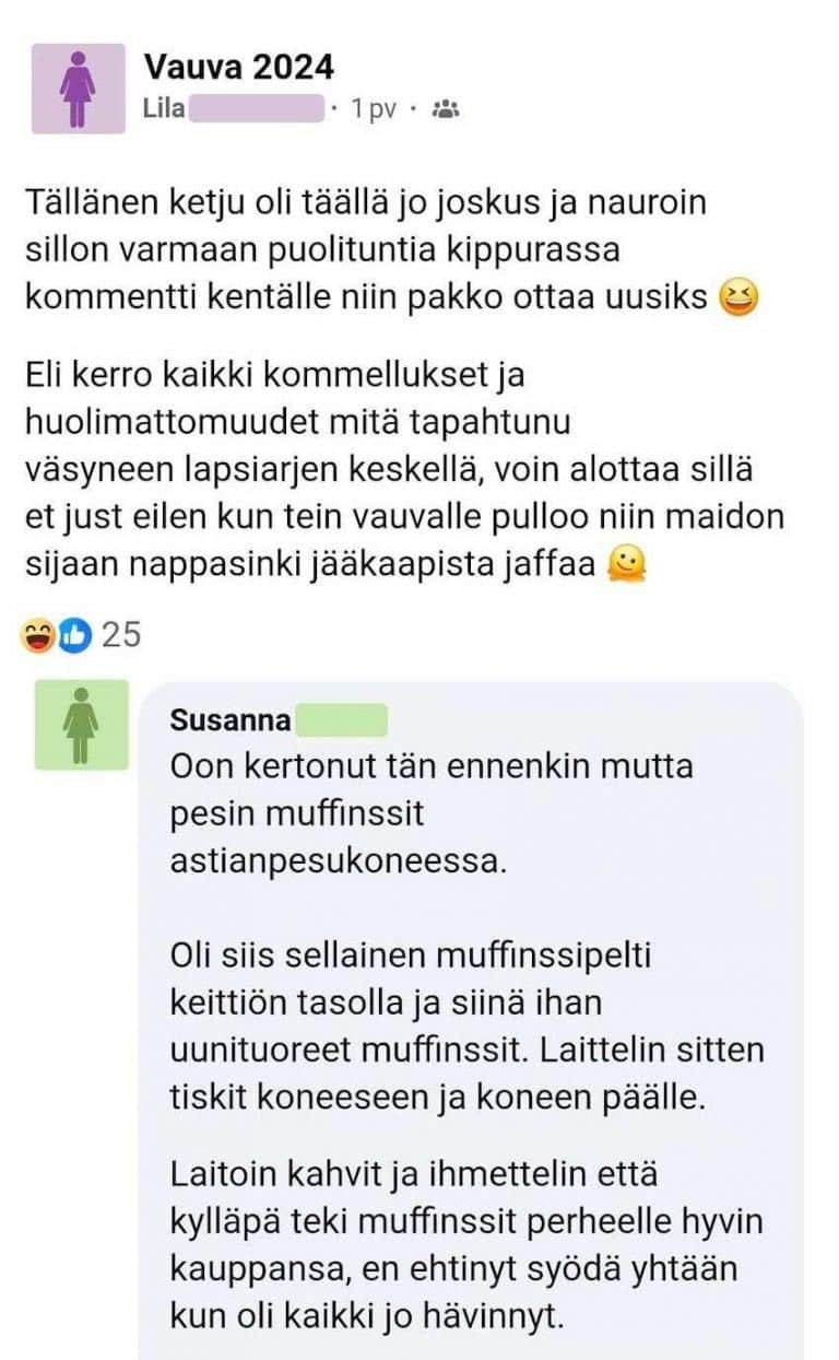 Muffinssien peseminen astianpesukoneessa käynnistää tapahtumien sarjan
