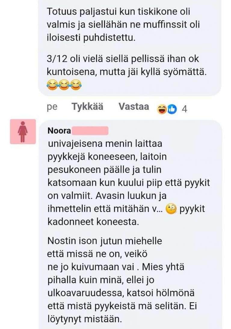 Muffinssien peseminen astianpesukoneessa käynnistää tapahtumien sarjan