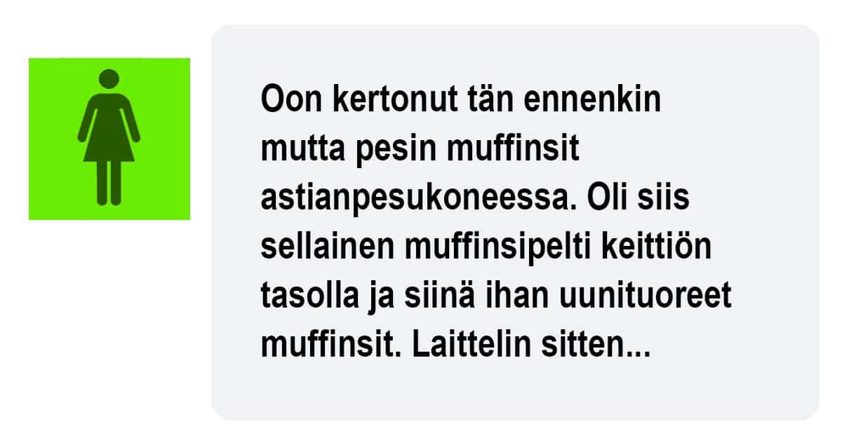 Muffinssien peseminen astianpesukoneessa käynnistää tapahtumien sarjan