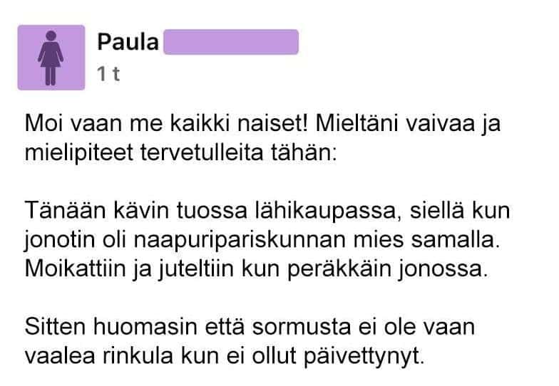 Nainen kysyy naapurilta liian henkilökohtaisen kysymyksen