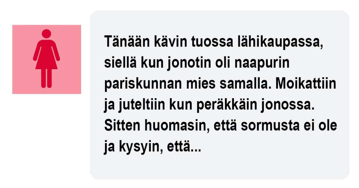 Nainen kysyy naapurilta liian henkilökohtaisen kysymyksen