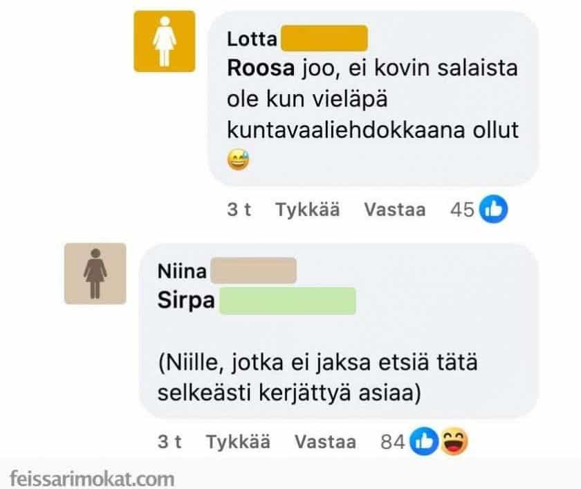 Sirpa ei kerro harvinaista sukunimeään, mutta tässä kuitenkin on